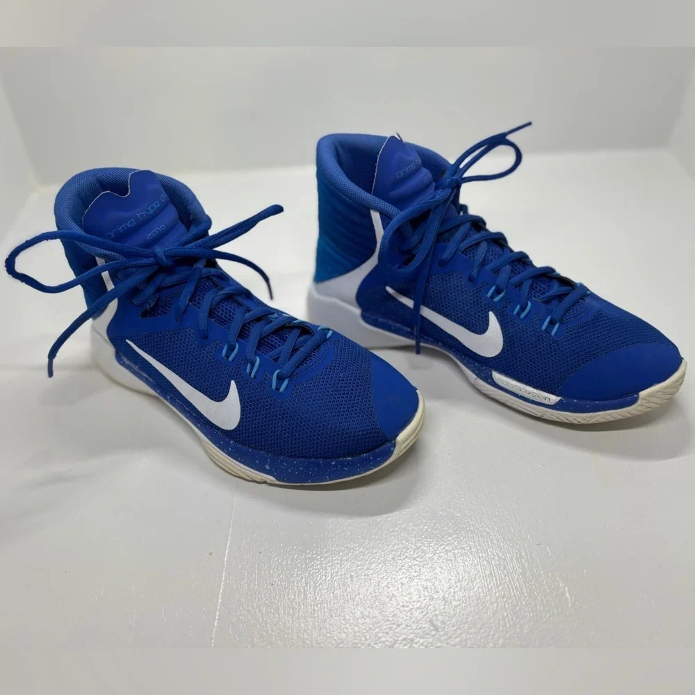 Nike Prime Hype DF 2016 Youth Basketball Shoes Blue White Size 3.5Y